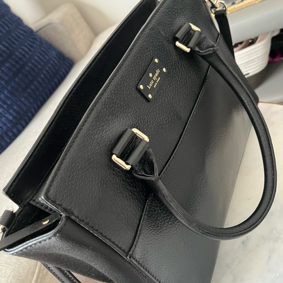 Kate Spade Black Leather Satchel with Gold Details - Picture 3 of 13